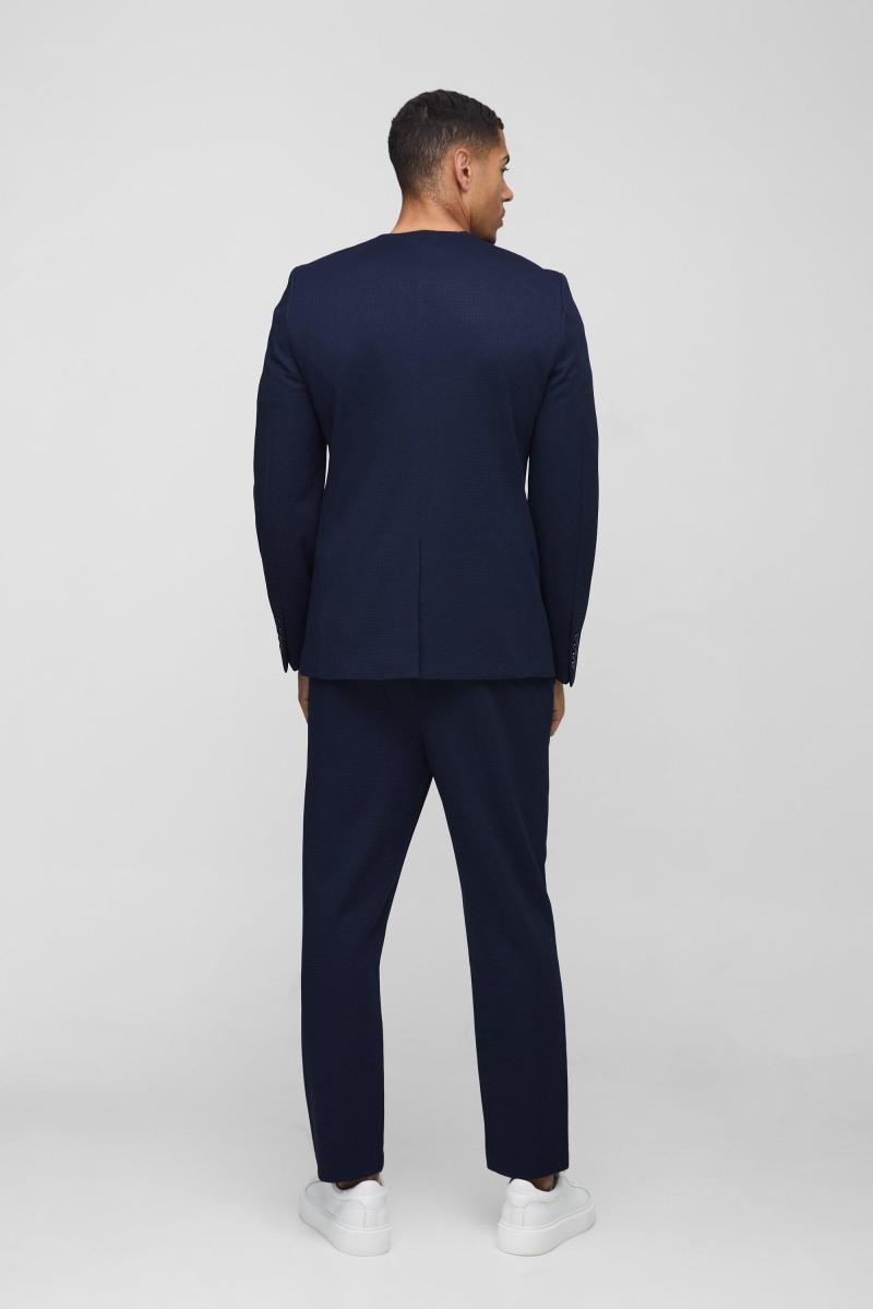 Тонкий комірець без коміра текстури блейзер