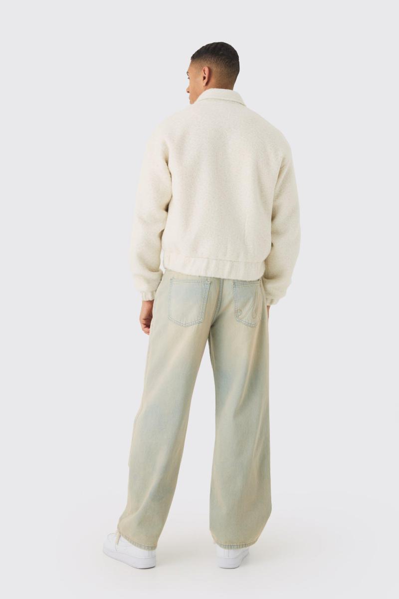 Яскравий піджак Харрінгтон із щіткою букле кольору екрю