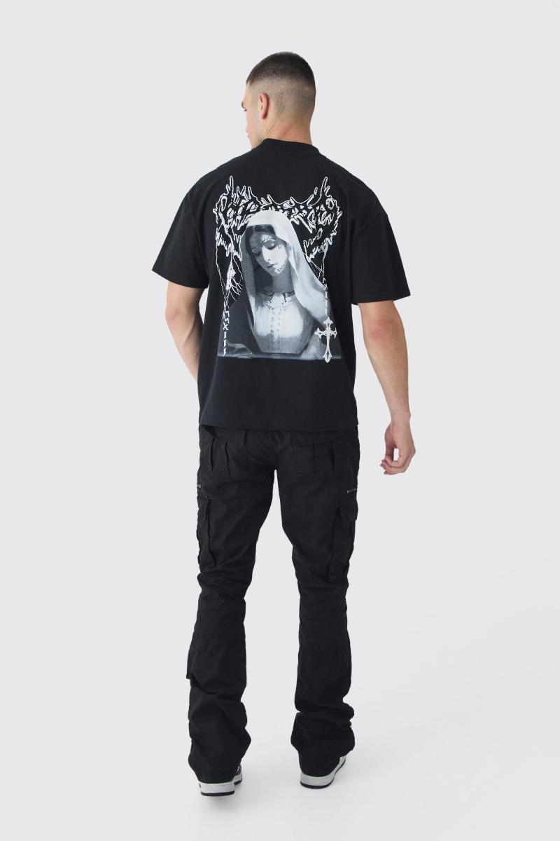 Високий тонкий спалах блискавка Gusset Overdye Wash Mash Brough Black у чорному