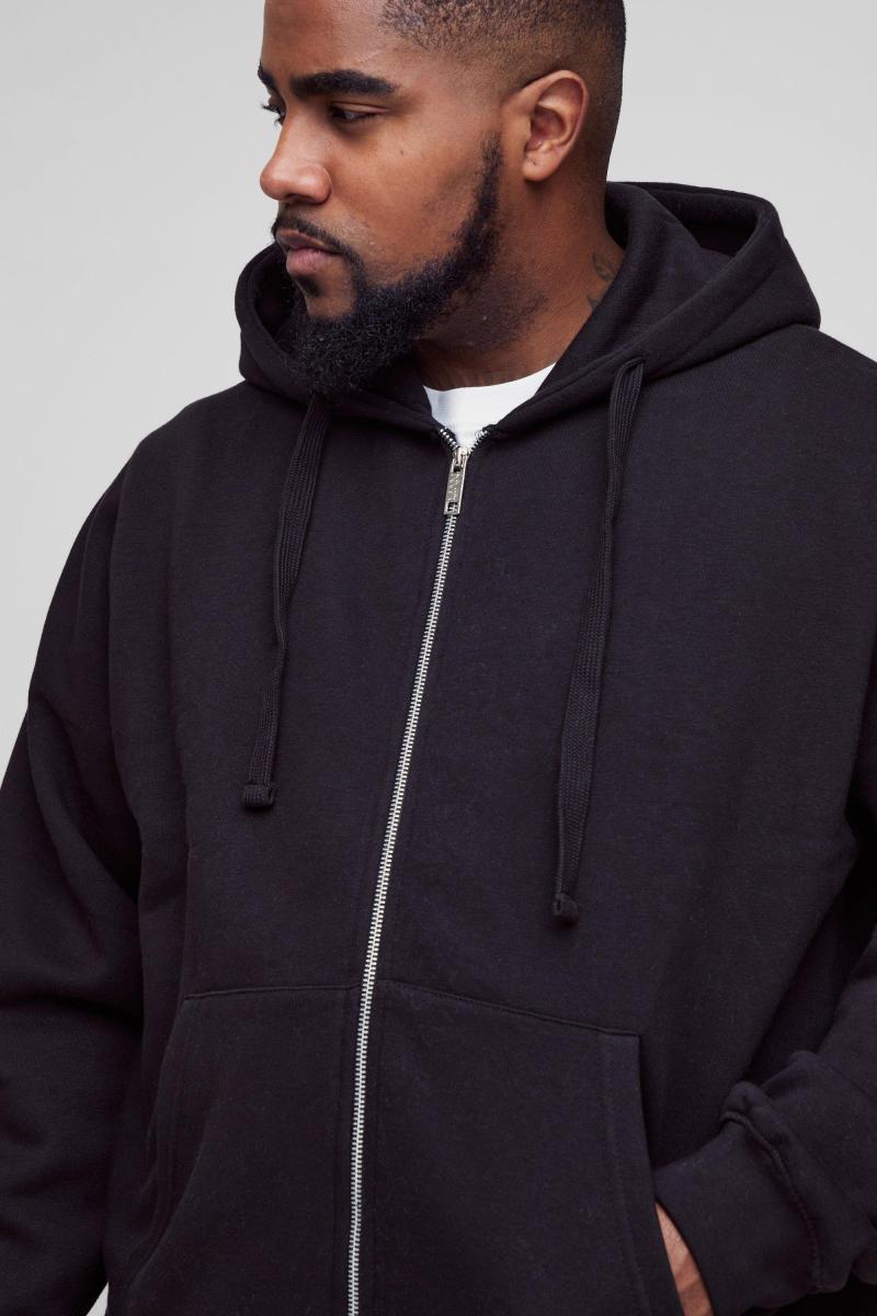 Чорний худі на блискавці 330GSM Plus Regular Fit