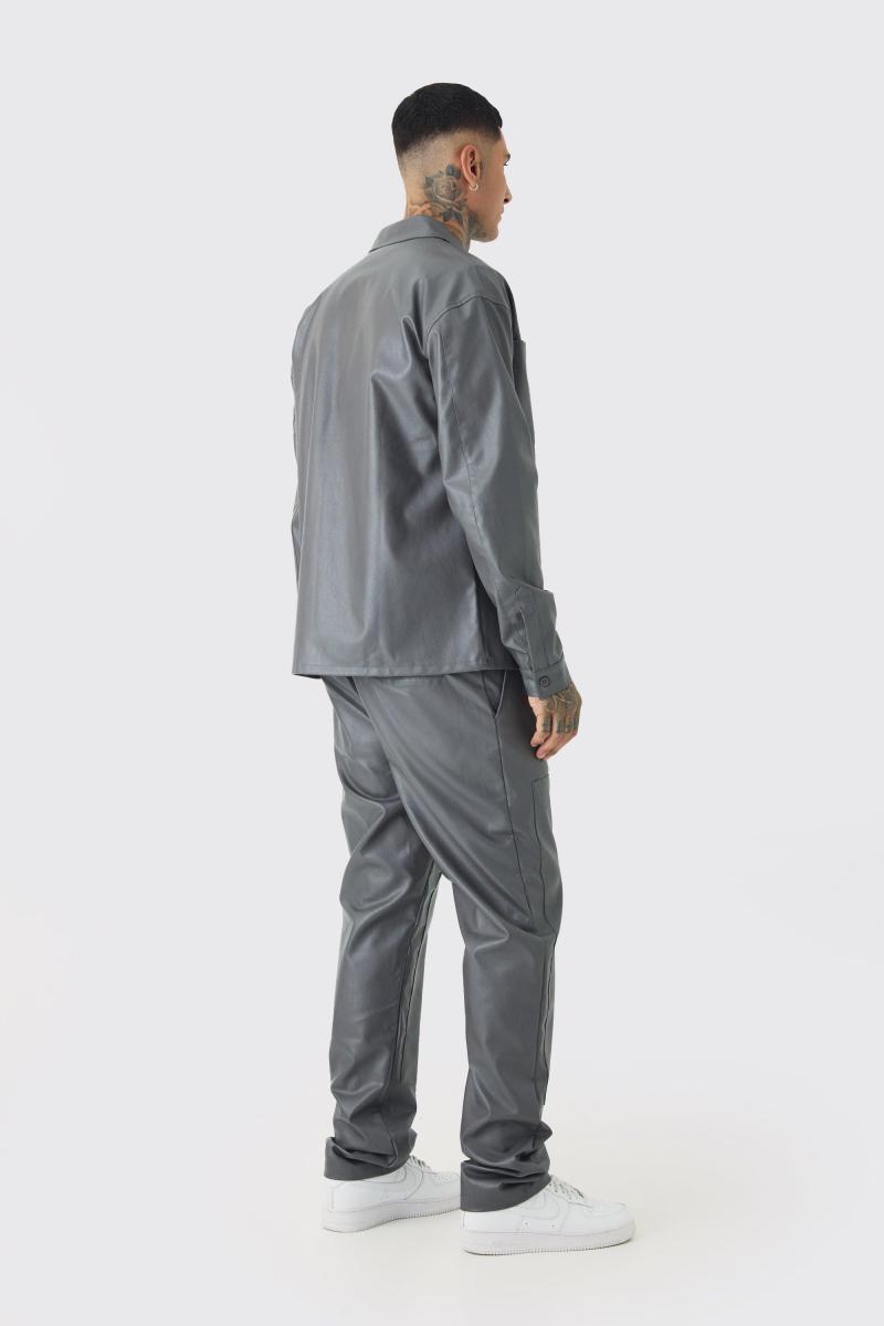 Високі прямі штани Pu Carpenter