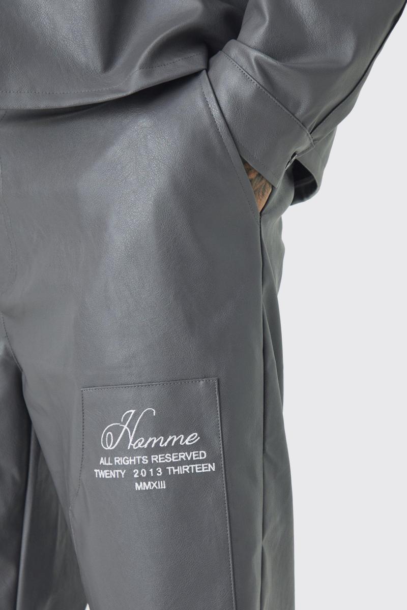 Високі прямі штани Pu Carpenter