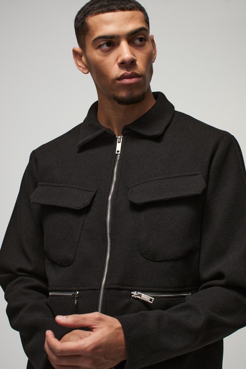 Звичайна кишеня з вовняним виглядом Harrington