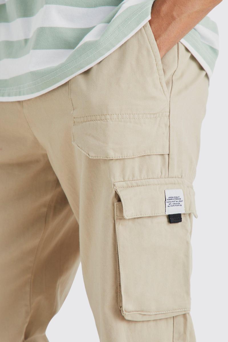 Штани-карго вільного крою з еластичною талією і пряжками