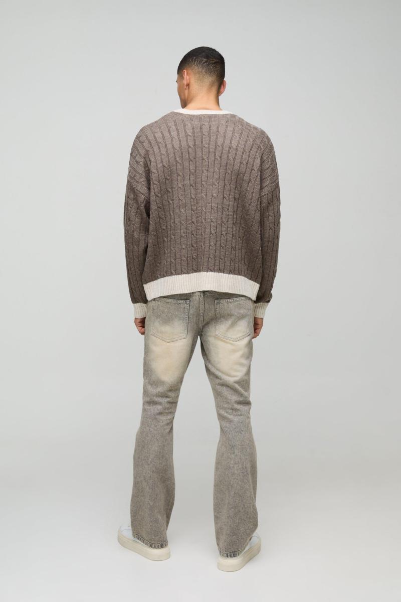 Негабаритний боксерський тональний кабель трикотажний джемпер