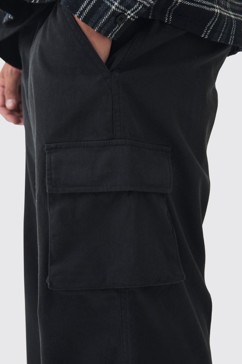 Плюс штани карго вільного крою з фіксованою талією