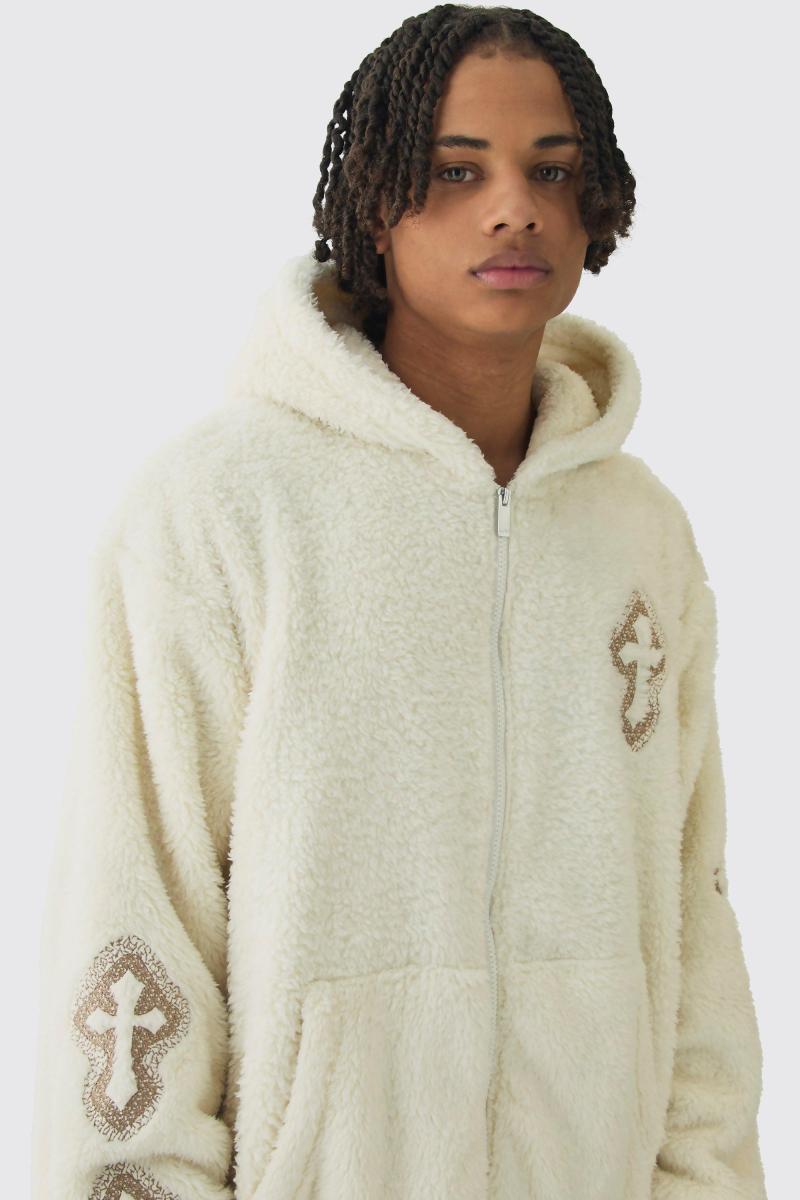 Велика толстовка з вишитим готичним хрестом на блискавці Teddy Borg