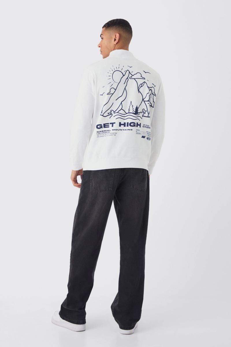 Величезний світшот із принтом на гірській спині та блискавкою