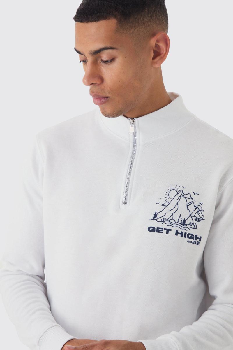 Величезний світшот із принтом на гірській спині та блискавкою