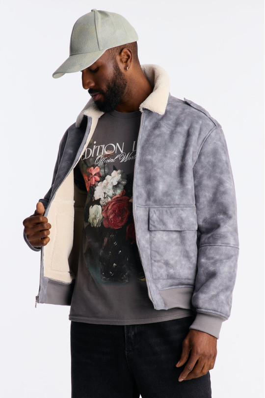 Авіаторська куртка із коміром Sherpa