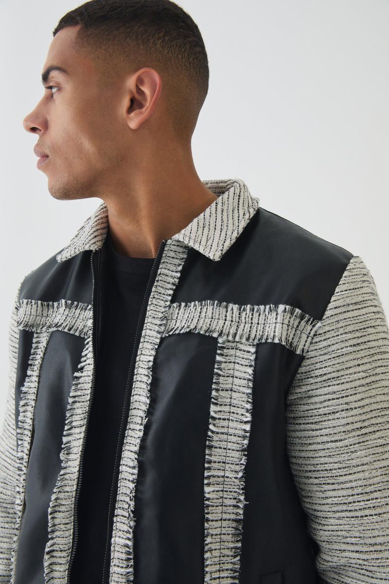 Чорний жакет Harrington з твіду та ПУ