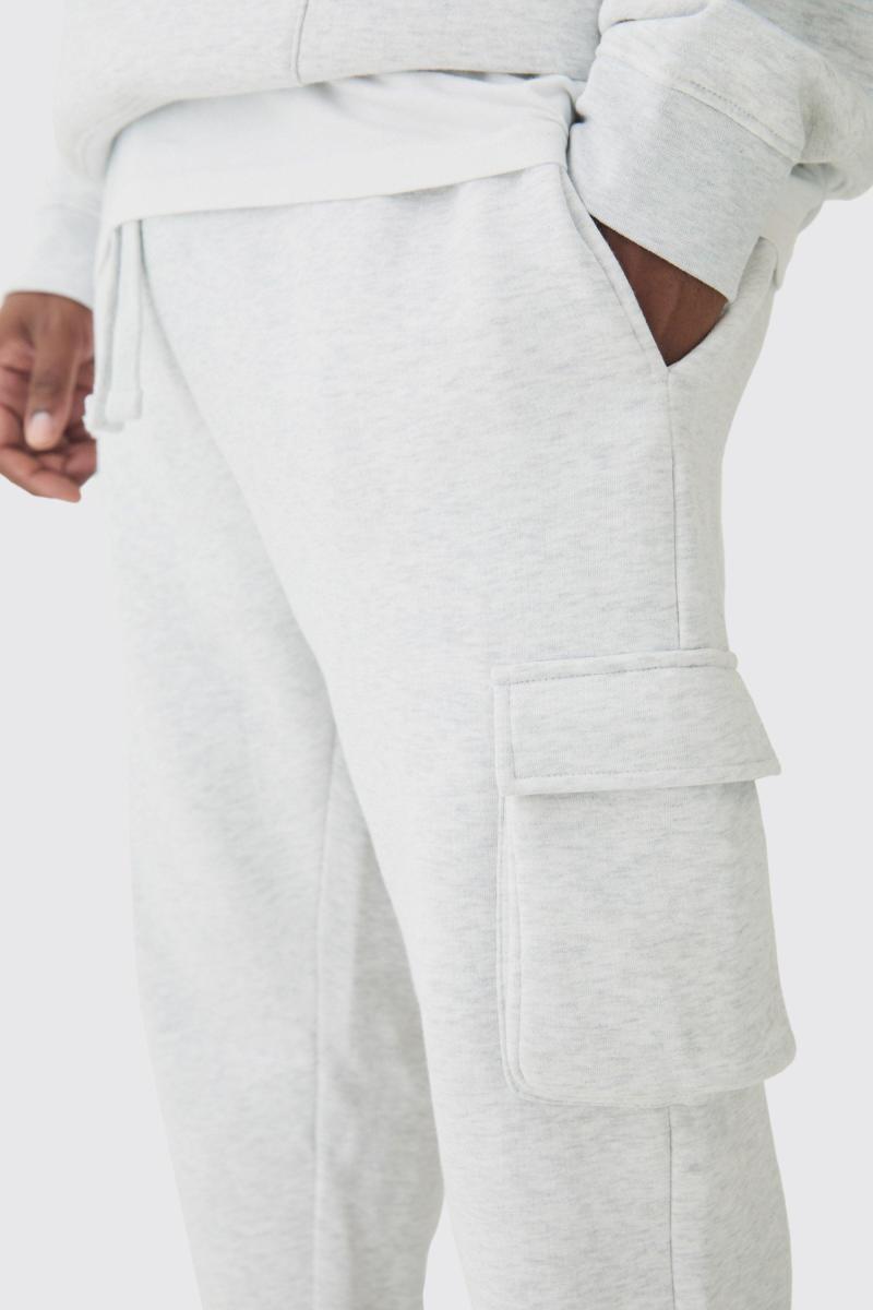 330GSM Plus Skinny Fit Cargo Jogger із сірого мергеля