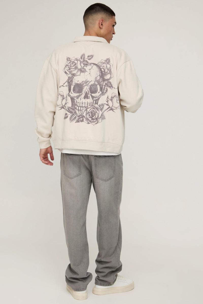 Великий бомбер з персиковим флоковим принтом і черепом