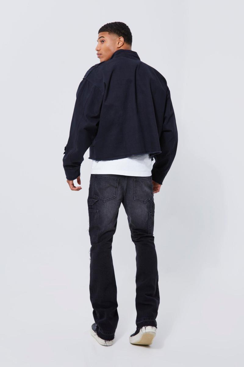 Саржева куртка з аплікаціями на хрестоподібний квадрат