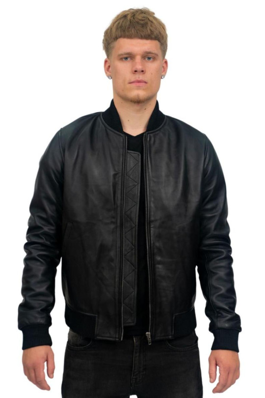Ретро Varsity Leather Bomber Jacker-Protoria