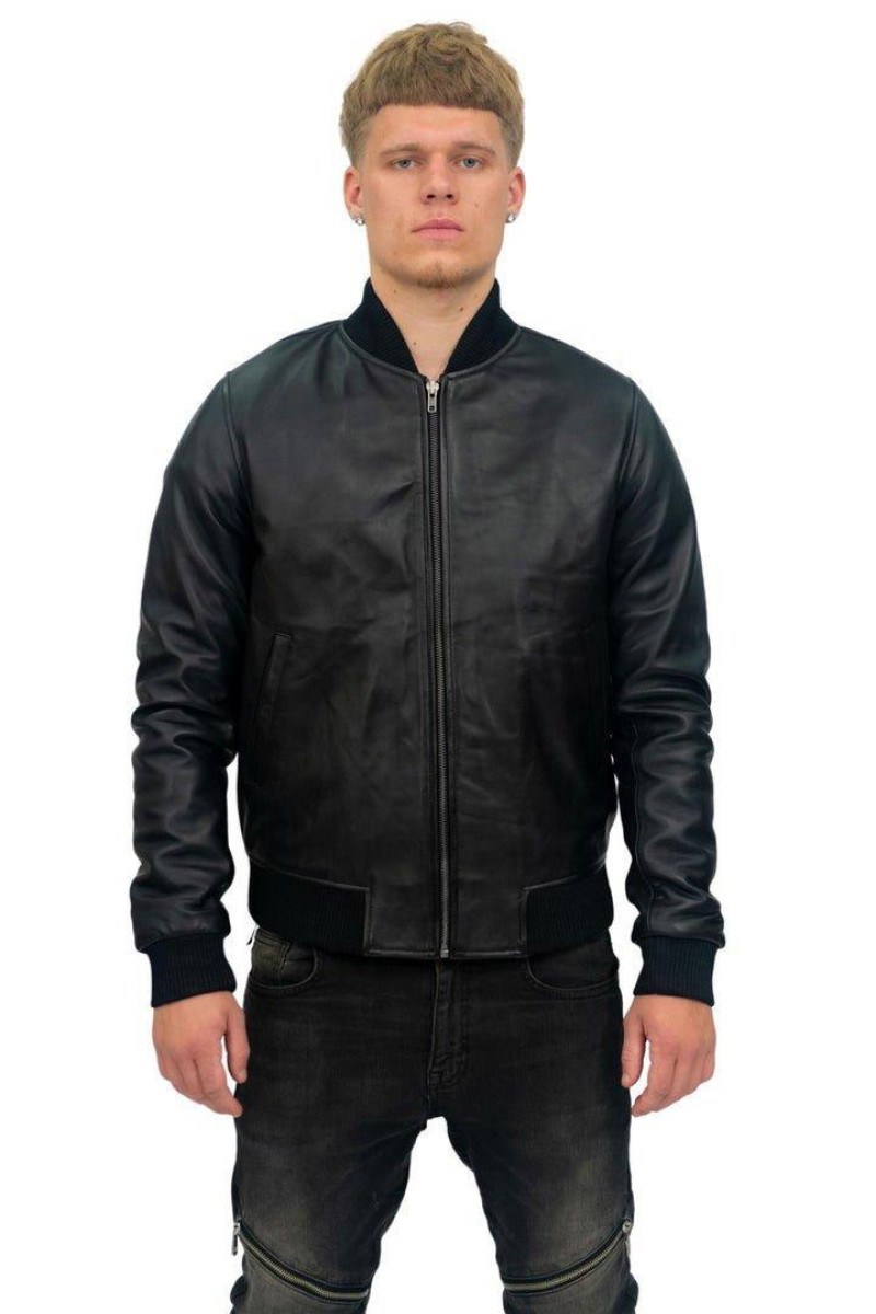 Ретро Varsity Leather Bomber Jacker-Protoria