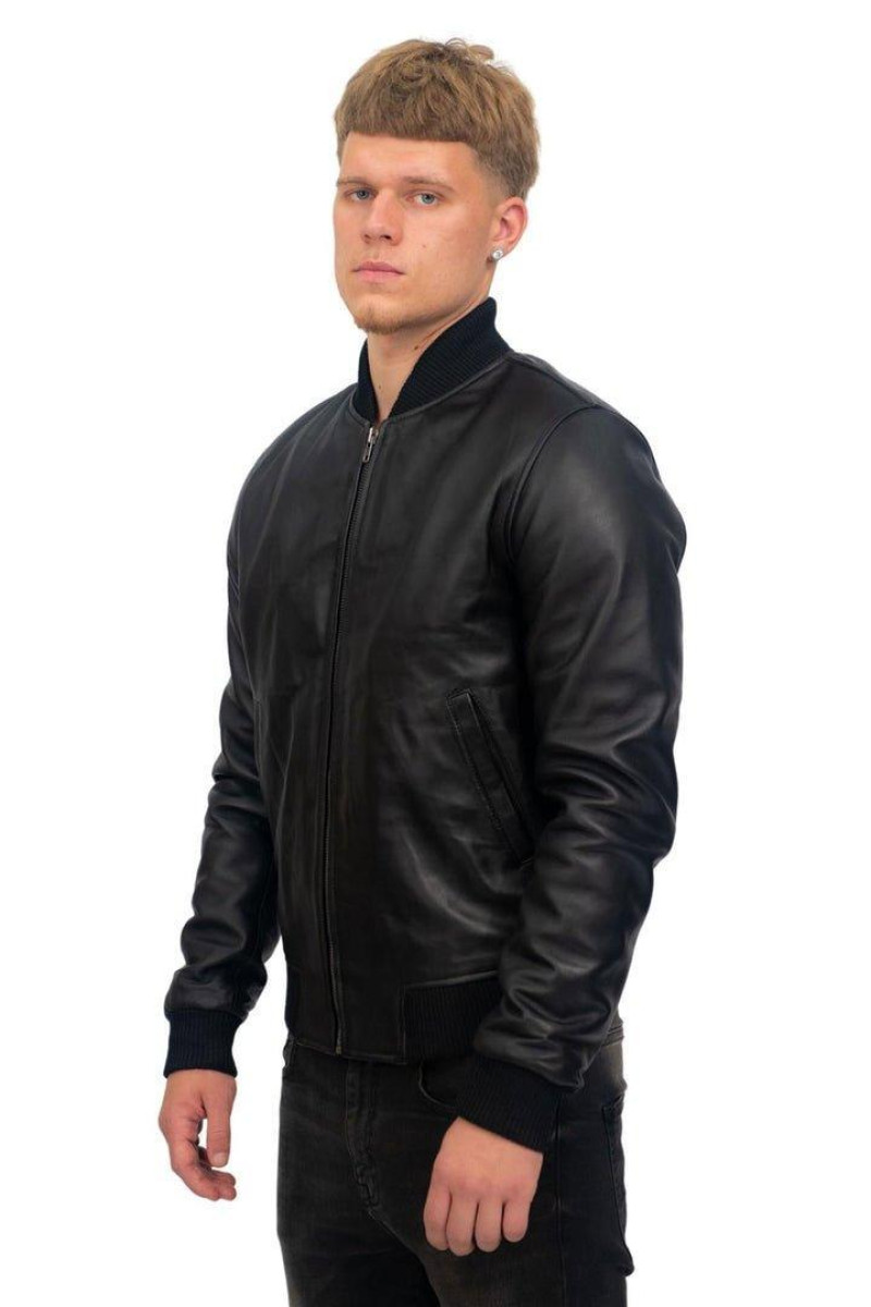 Ретро Varsity Leather Bomber Jacker-Protoria