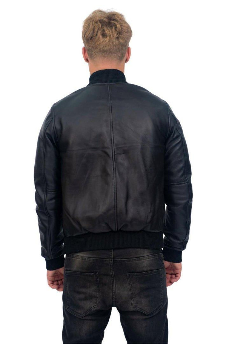 Ретро Varsity Leather Bomber Jacker-Protoria