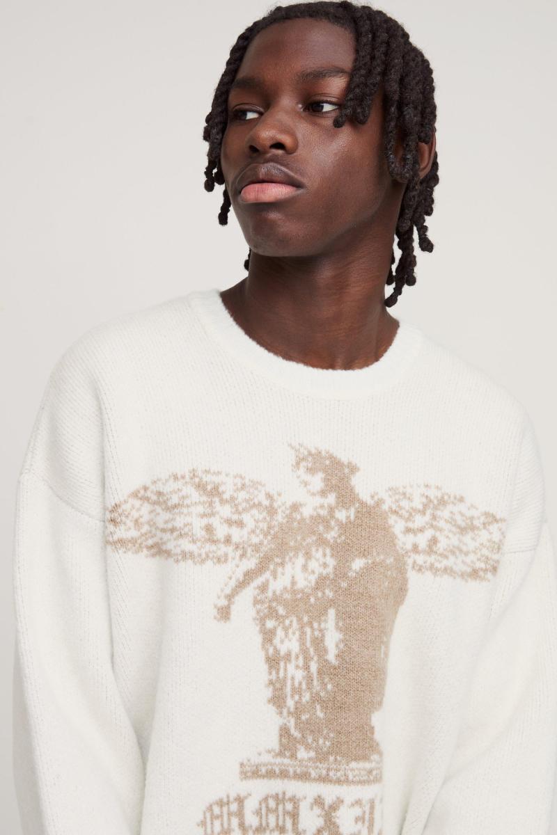 Коробний матовий готичний графічний трикотажний джемпер