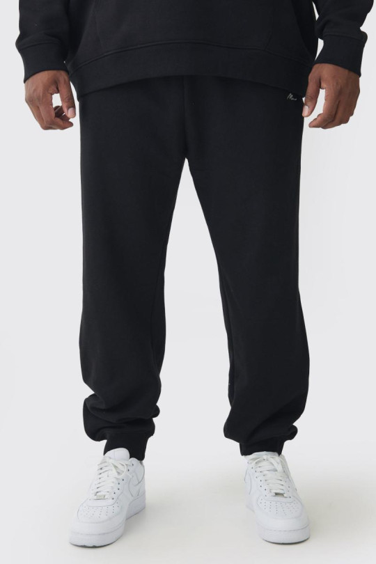 330GSM Plus Regular Fit чоловічі фірмові джоггери чорного кольору 330GSM Plus Regular Fit чоловічі фірмові джоггери чорного кольору