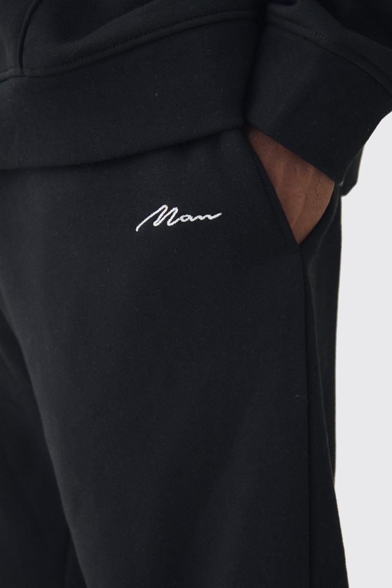 330GSM Plus Regular Fit чоловічі фірмові джоггери чорного кольору