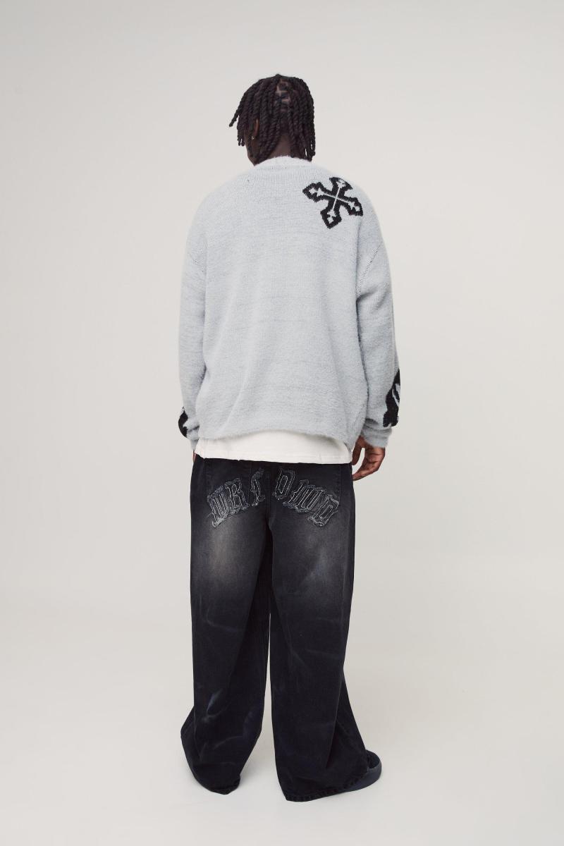 Пухнастий в'язаний кардиган з хрестами