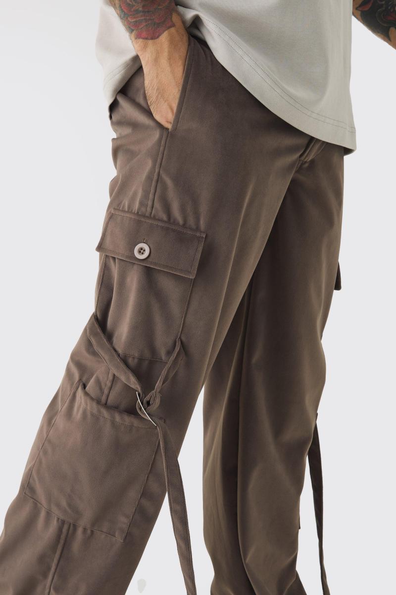 Спокійні замшеві брюки карго з фіксованою талією