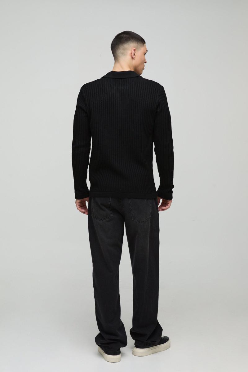 Трикотажне поло з ребристим V-подібним вирізом стандартного крою