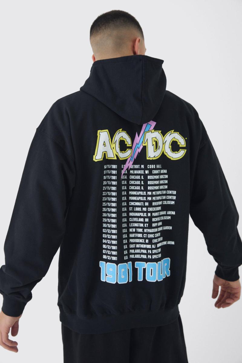 Велике худі з принтом ACDC Band Tour License